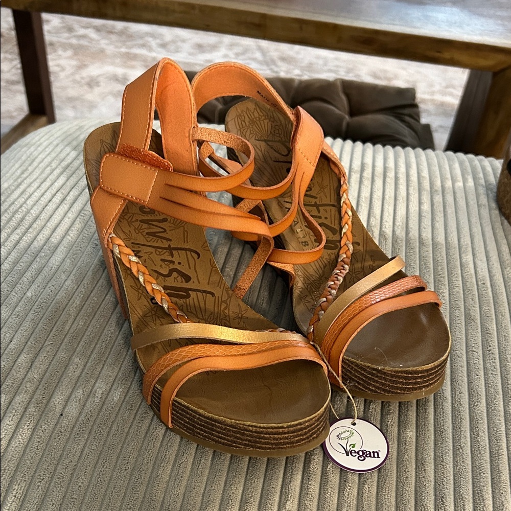 Vegan Women's Orange Wedge Sandals